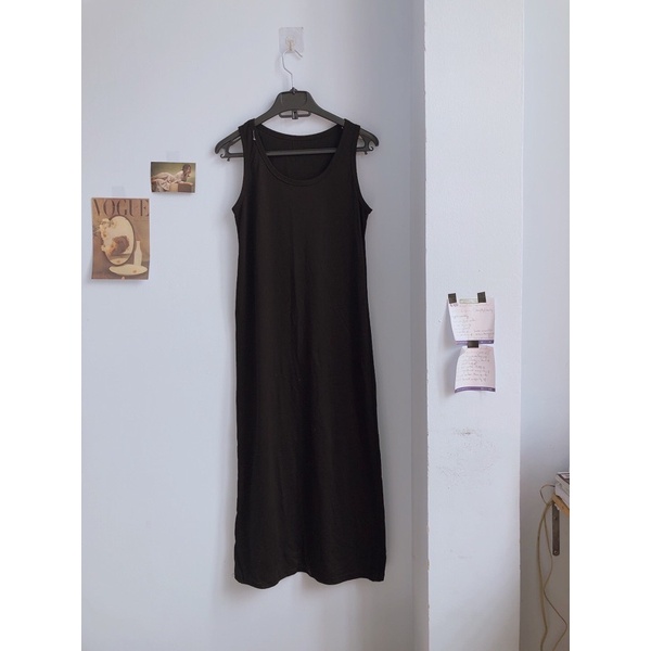 Đầm đen dài chất thun secondhand