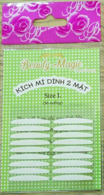 Kích mí 2 mặt có 2 size m. 44 miếng. Size l.  36 miếng