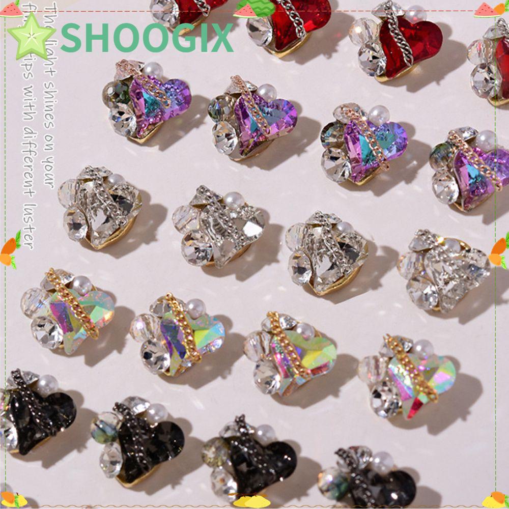 SHOOGIX Shining Nail Art Pile Chain Drill 3D Loving Heart Crystal Nails Charm Glitter Luxury Manicure Rhinestone Supplies