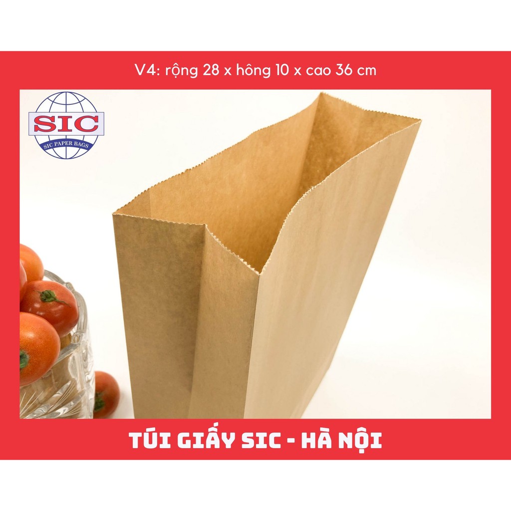 [SET 15 CHIẾC] TÚI GIẤY KRAFT XI MĂNG V4: 28x10x36 KHÔNG QUAI ( ẢNH THẬT)