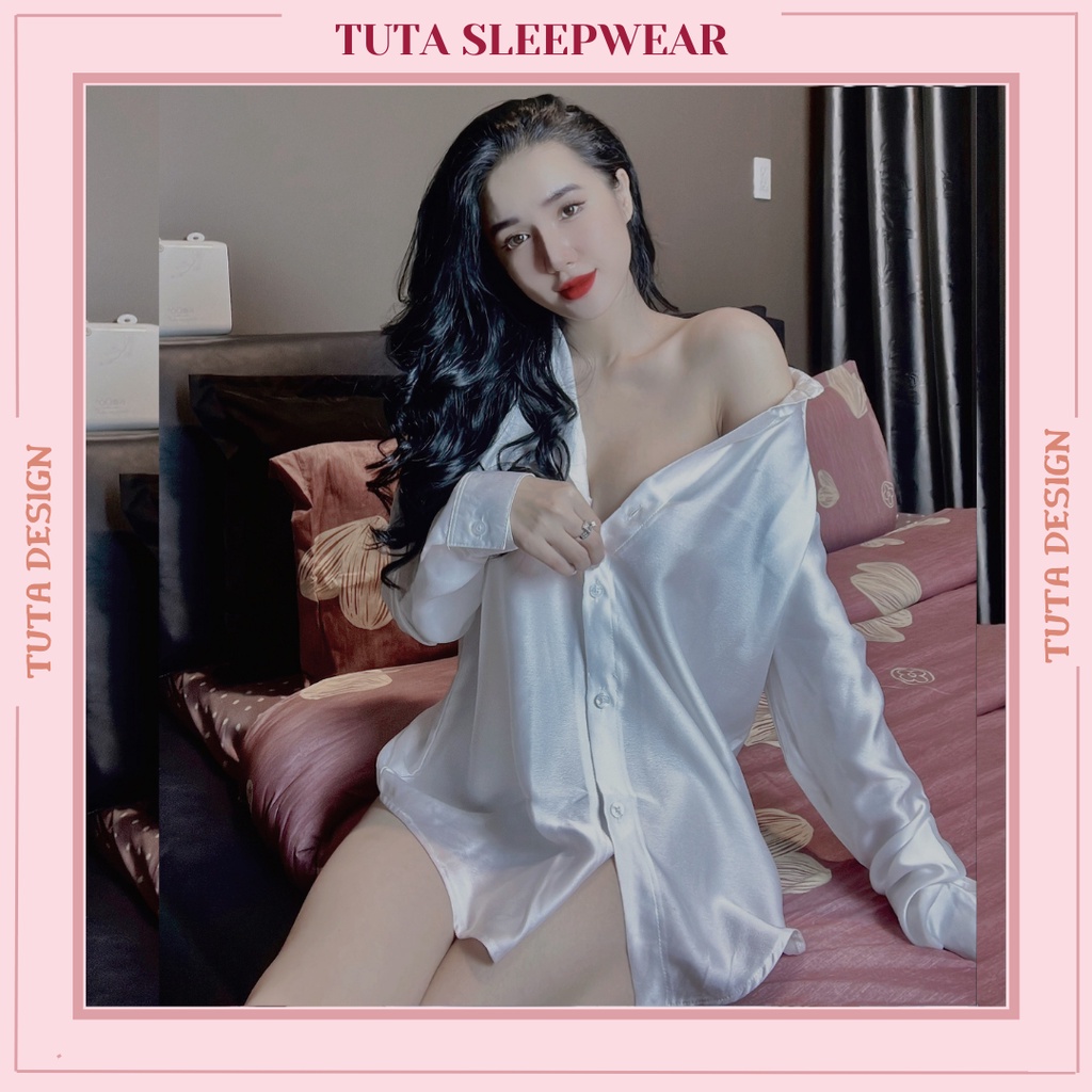 Áo ngủ sơ mi nữ sexy gợi cảm tay dài hàng loại 1 cao cấp SM01