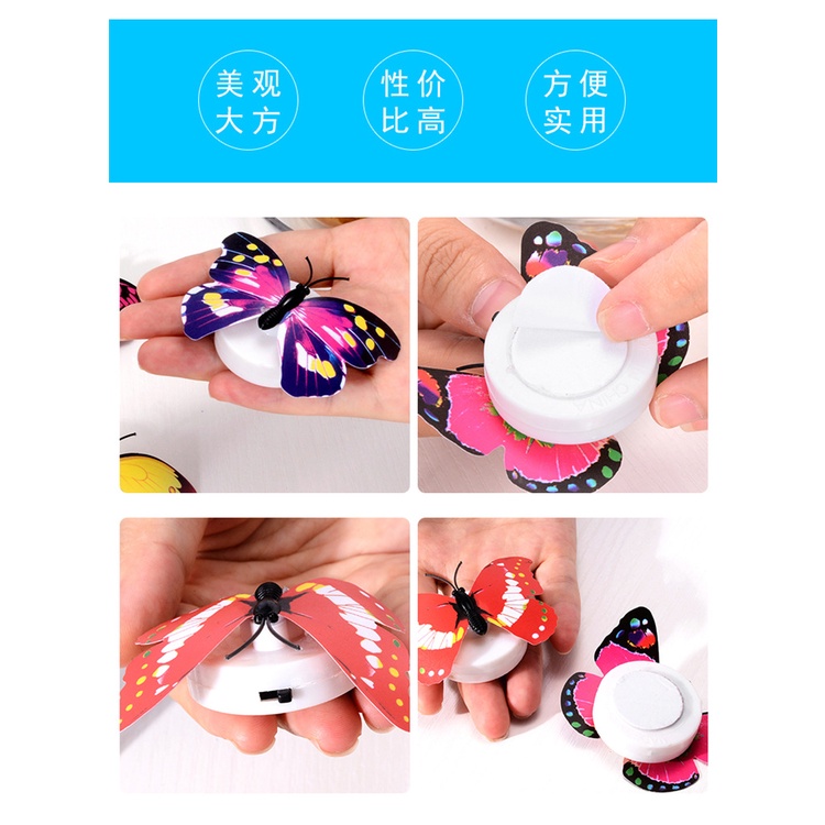 Đèn Led HÌNH BƯỚM 3D Dán Tường Trang Trí - Đèn Ngủ Bướm Phát Sáng Đổi Màu