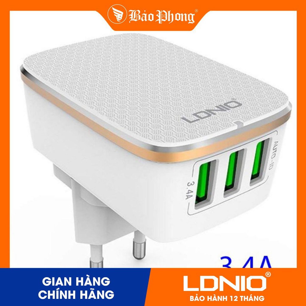 Củ sạc 3 cổng LDNIO A3304 (kèm đèn ngủ mini)