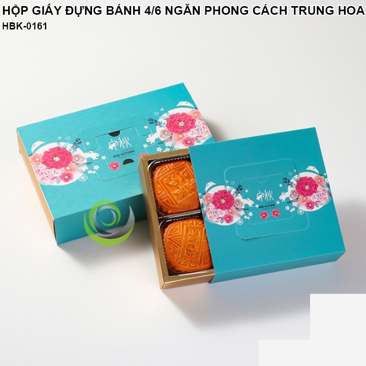 Hộp Trung thu có quai xách loại 4 bánh/ 6 bánh 50gr - Giao mẫu ngẫu nhiên