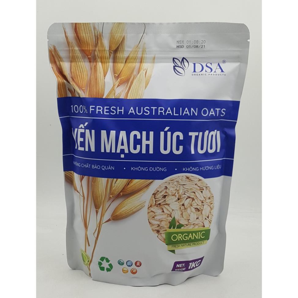 YẾN MẠCH ÚC TƯƠI 1KG CÁN MỎNG, NGUYÊN HẠT