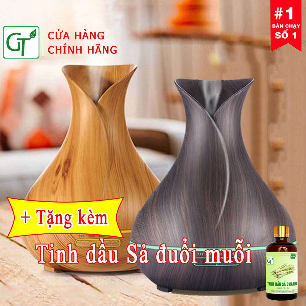 máy khuếch tán tinh dầu FREESHIP Máy Phun Tinh Dầu Bình Hoa Tulip 550ml Cao Cấp + Tặng Tinh Dầu Sả 10ml