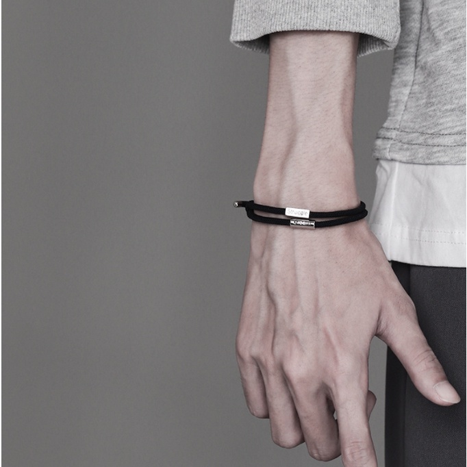 Vòng Tay Nam Lắc Tay Unisex 2 dây kết hợp Clancy Thời Trang Vòng Tay Nam Nữ Basic Màu Đen Chất Liệu Bền Bỉ Kratos