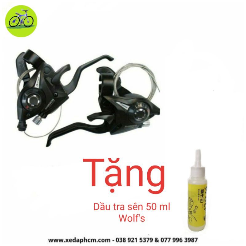 Cặp tay đề bấm xả xe đạp Shimano EF51 3x7 Speed tặng dầu tra sên xích xe đạp