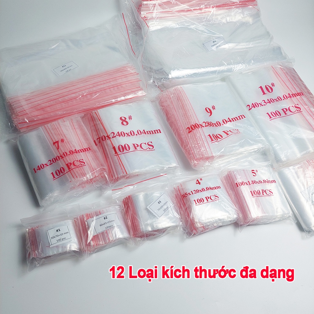 1Kg Túi Zip Viền Đỏ Đủ Size