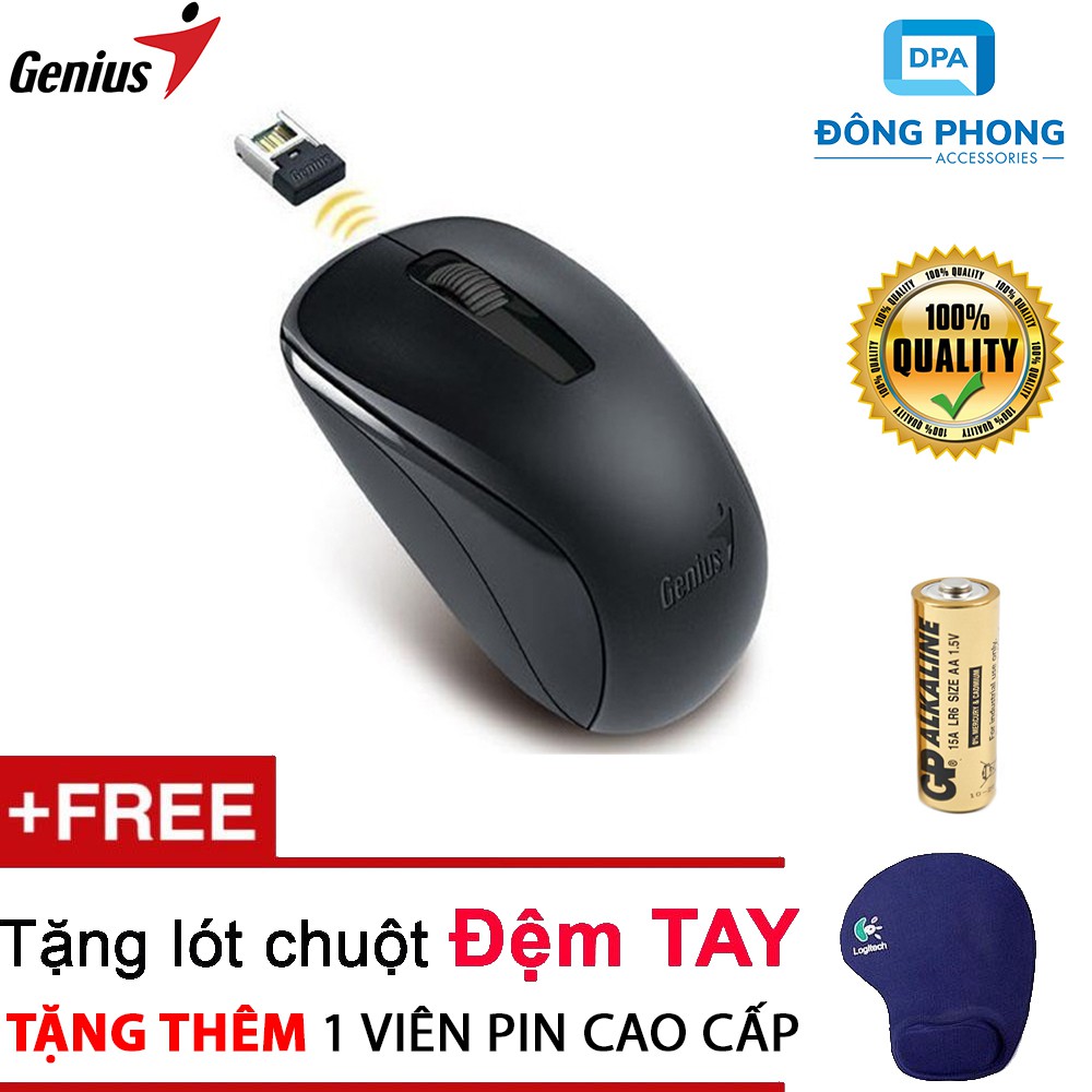 Combo Chuột Không Dây Genius Chính Hãng Tặng Kèm Lót Chuột & Pin