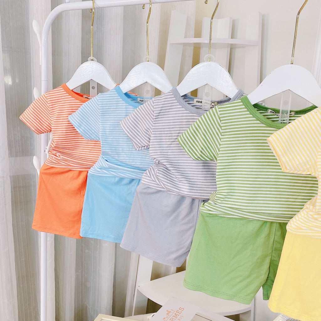 Đồ bộ MINKY MOM size đại cho bé trai bé gái cộc thun sọc, quần áo trẻ em monky mặc nhà cho bé 1 2 3 4 5 6 7 tuổi BC001