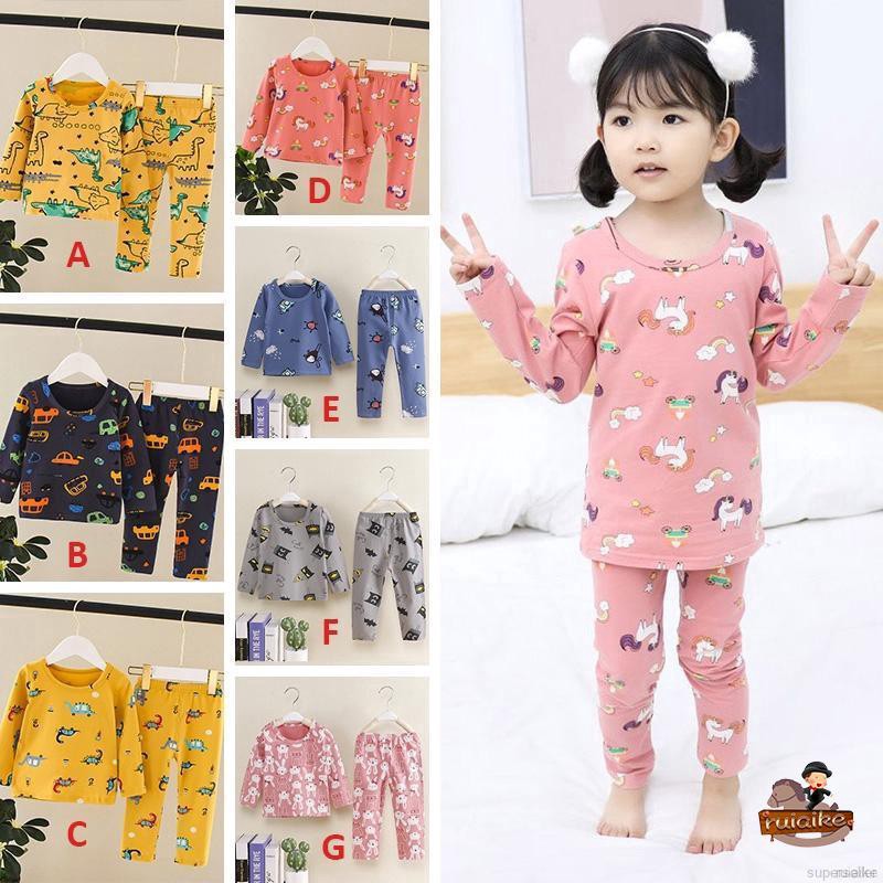 ruiaike  Baby Boys Girls Pajamas Set Children Cotton Homewear Pyjama Sleepwear Nightwear Clothes Set