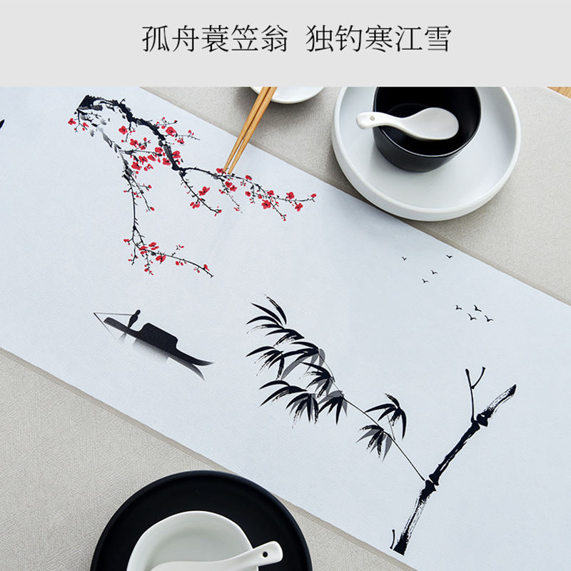Khăn Trải Giữa Bàn Hình Chữ Nhật Bằng PVC Chống Thấm Trang Trí Phong Cách Trung Hoa Chất Lượng Cao