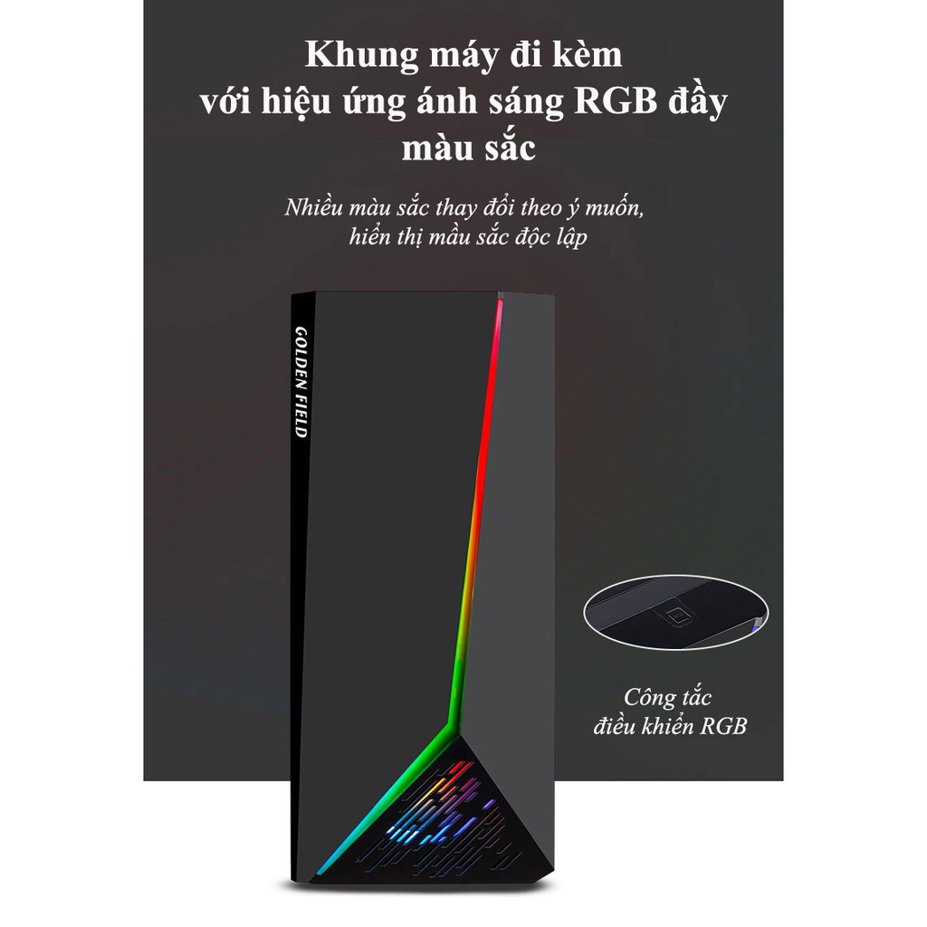 Vỏ case máy tính Golden Field L8-RGB (RGB+ Nút điều khiển, Vách Mica ) - Hàng Chính Hãng