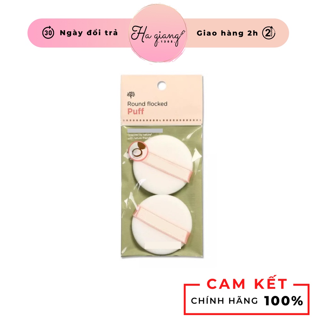 Bông phấn The Face Shop Round flocked Puff -2 miếng TRẮNG - Tròn