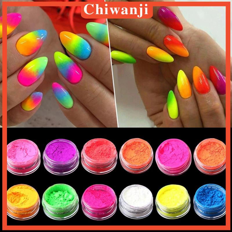 Bột Nhũ Kim Tuyến 12 Màu Sắc Tùy Chọn Trang Trí Móng Tay Nghệ Thuật