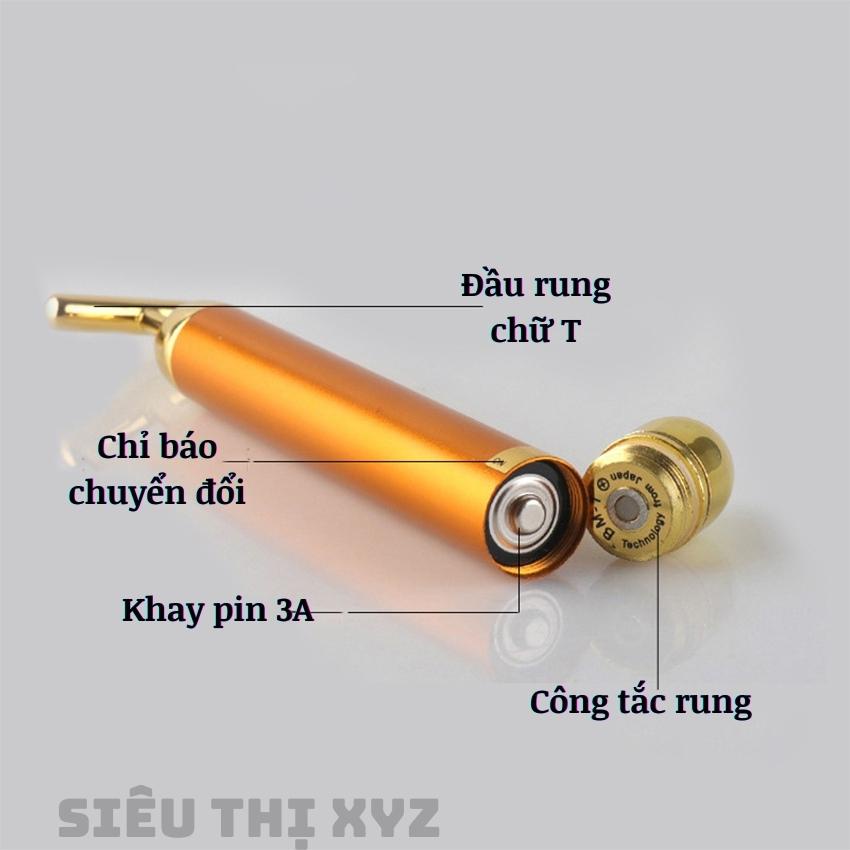 Máy Massage Mặt Vline Tay Cầm Hợp Kim Gold 24k  Đầu Rung Chữ T Giúp Nâng Cơ, Xóa Nhăn Tại Nhà Kèm Hộp Đựng - Y107