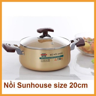 Nồi anod SUNHOUSE size 20cm màu vàng đồng,hàng y hình,dày đẹp