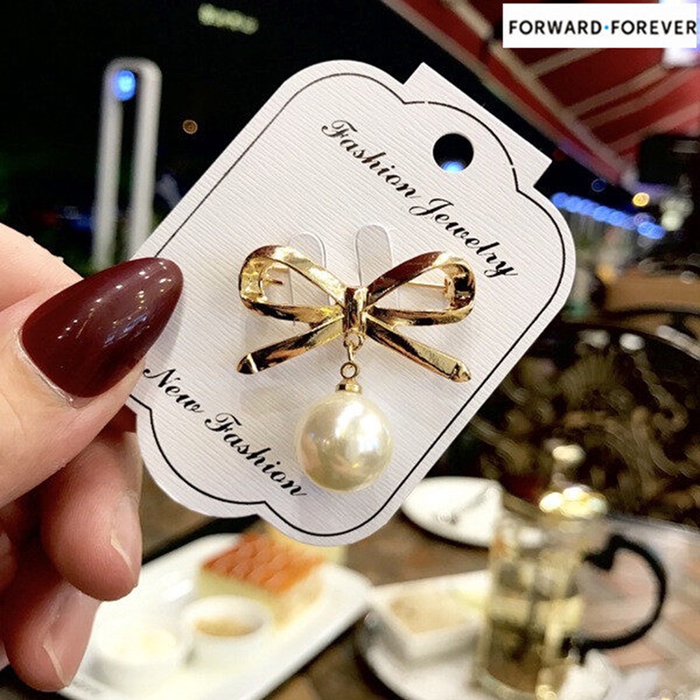 Ghim Cài Áo Hình Nơ Đính Ngọc Trai Thời Trang