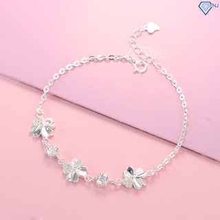 Quà tặng bạn gái - Lắc tay bạc 925 nữ đẹp giá rẻ hình cỏ 4 lá may mắn LTN0092 - Trang Sức Bạc