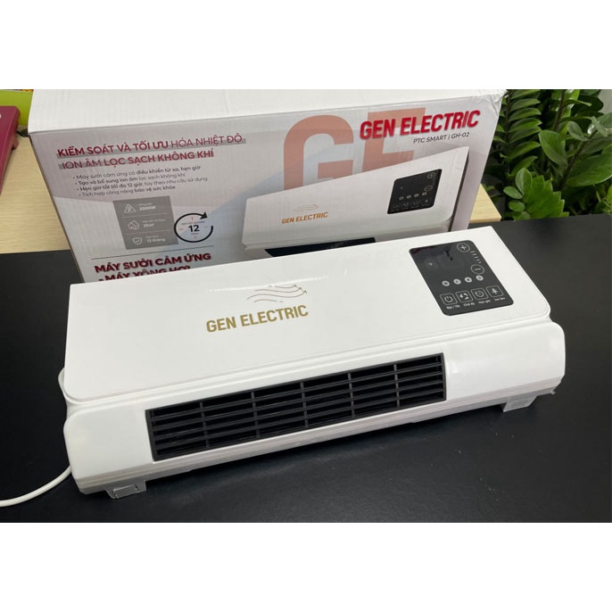 Máy xông hơi máy sưởi gốm Gen Electric GH 02 bảng điều khiển cảm ứng từ xa làm nóng an toàn ấm nhanh tối ưu hóa nhiệt độ