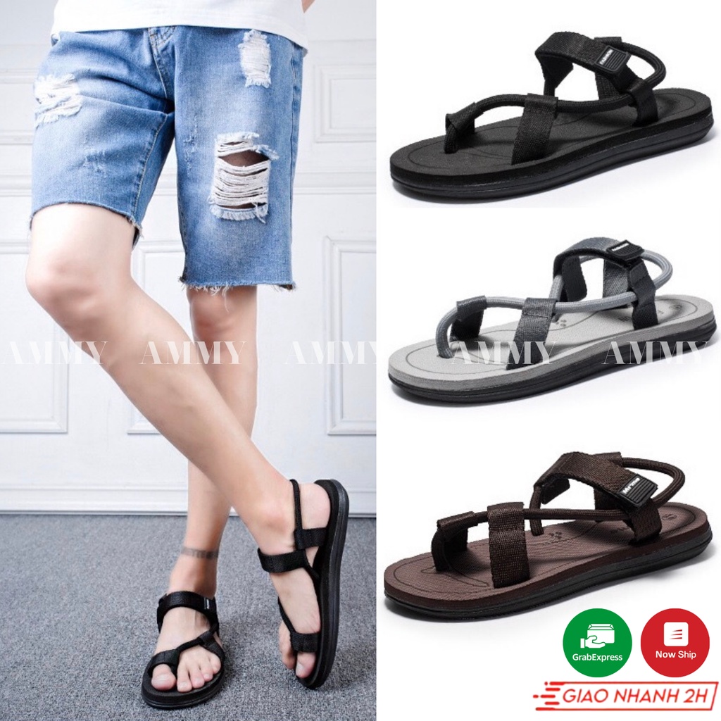 Sandal nam nữ đi biển, dép quai chéo xỏ ngón đi du lịch AM021