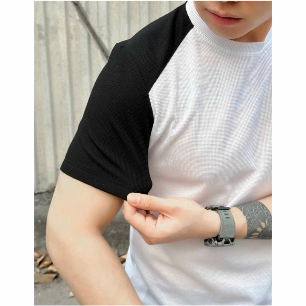 Bộ quần áo thể thao nam cổ tròn tay phối phong cách Hàn Quốc cao cấp
