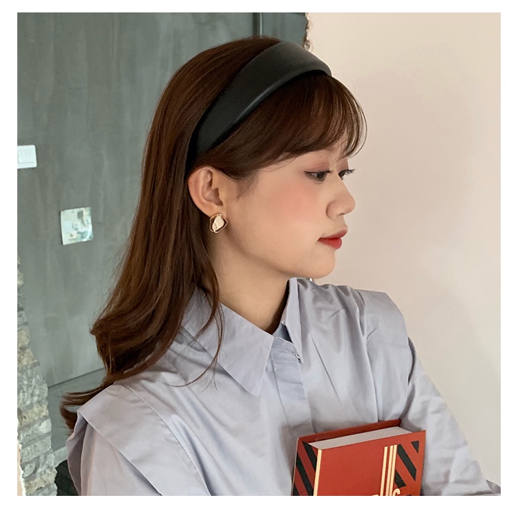 Băng Đô Da PU Phong Cách Retro Đơn Giản Cho Nữ