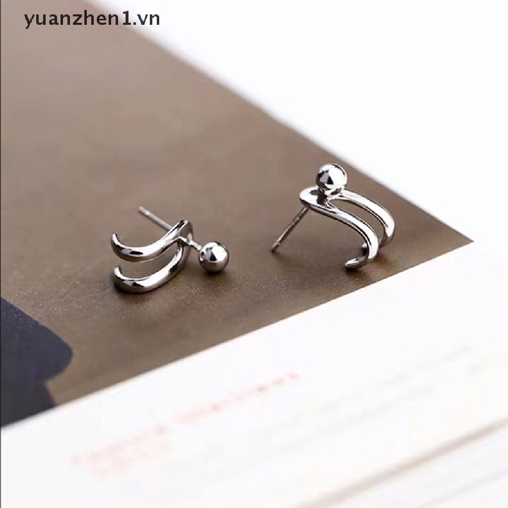 Bông Tai Mạ Bạc 925 Kiểu Đinh Tán Đơn Giản Phong Cách Hàn Quốc