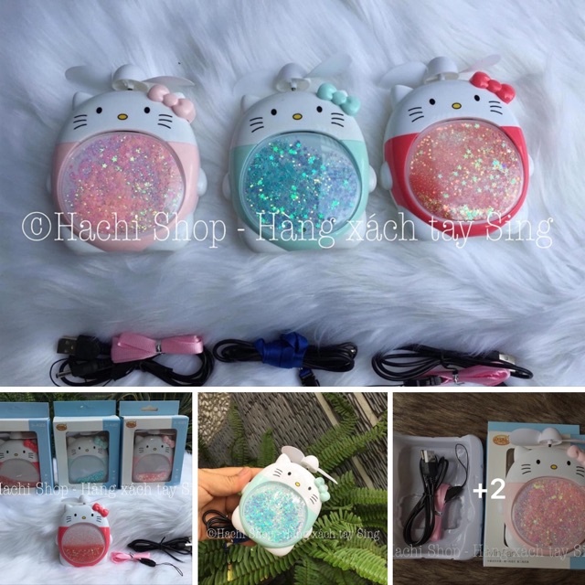 QUẠT MINI CÓ ĐÈN HÌNH KITTY SIÊU KUTE