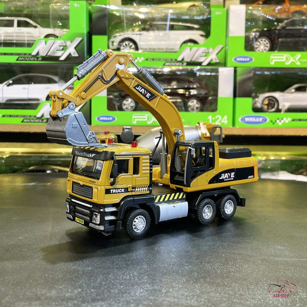 Mô hình xe xúc cẩu công trình bằng sắt tỉ lệ 1:50 hãng JIAYE