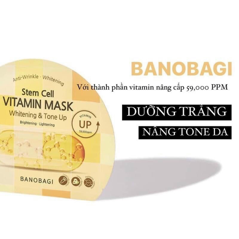 (Mẫu mới 1 cái) Mặt nạ giấy Banobagi Stem Cell Whitening & Tone Up trắng da, tái tạo da 30g