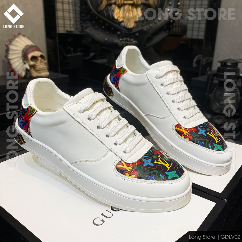 Giày thể thao nam đẹp họa tiết trẻ trung sneaker đế cao chất da cao cấp tăng chiều cao 3cm LONGSTORE GDLV01-04