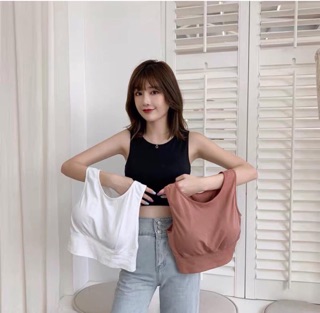Áo bra 3 lỗ croptop ( có đệm mút bên trong)