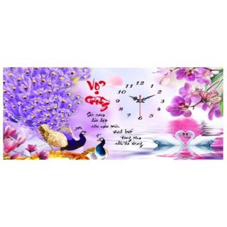 Tranh thêu đồng hồ  chữ thập vợ chồng ( chưa thêu ) - X8152