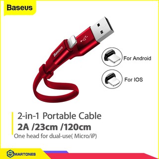 Cáp đa năng Baseus 2 in 1 Lightning và Micro USB dây dẹt 2A 120cm