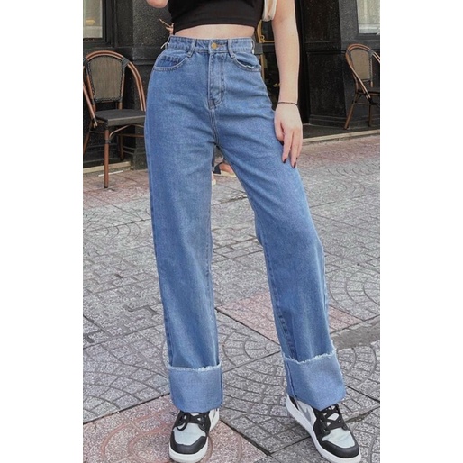QUẦN JEANS ỐNG RỘNG LƯNG CAO