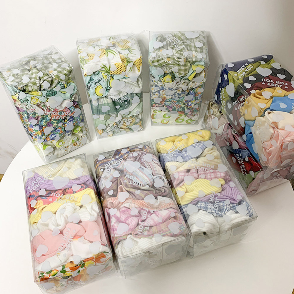 Dây buộc tóc Scrunchie vải chiffon Lattice họa tiết hoa