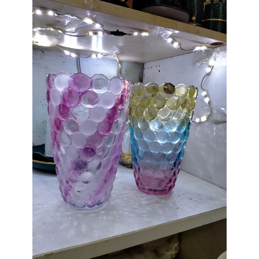 LỌ HOA THỦY TINH DÁNG KHUM NHIỀU MÀU 20CM ( chưa lk kiot)