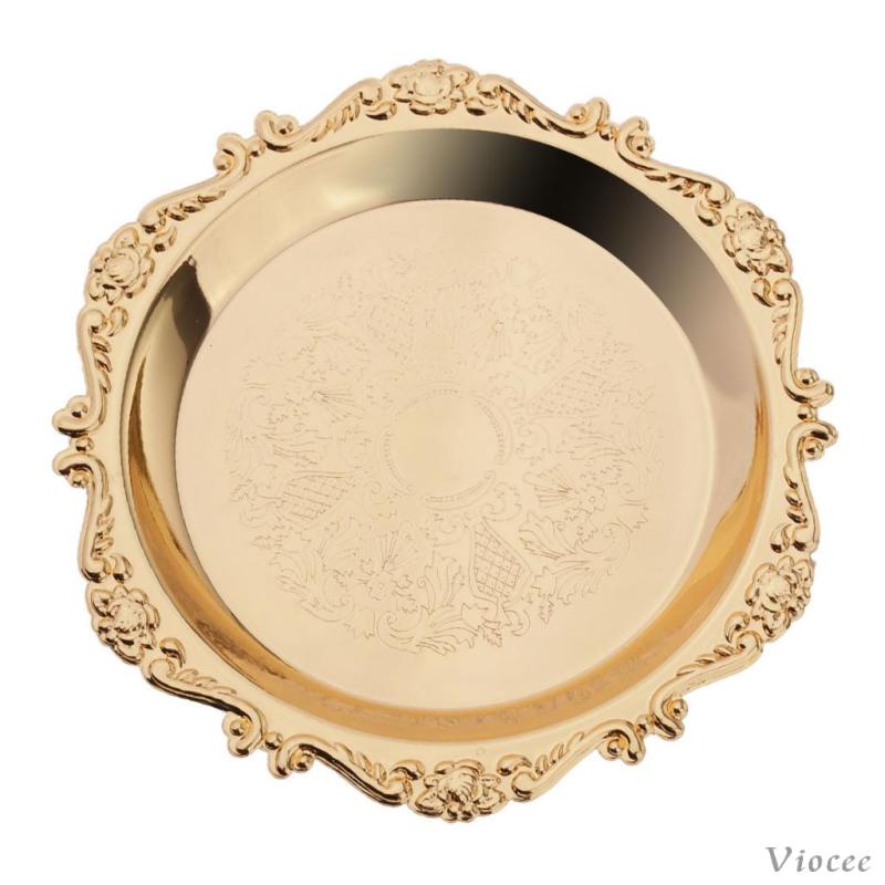 Đĩa Tròn Màu Vàng Kim 4 / 6 "Đựng Trái Cây Tráng Miệng