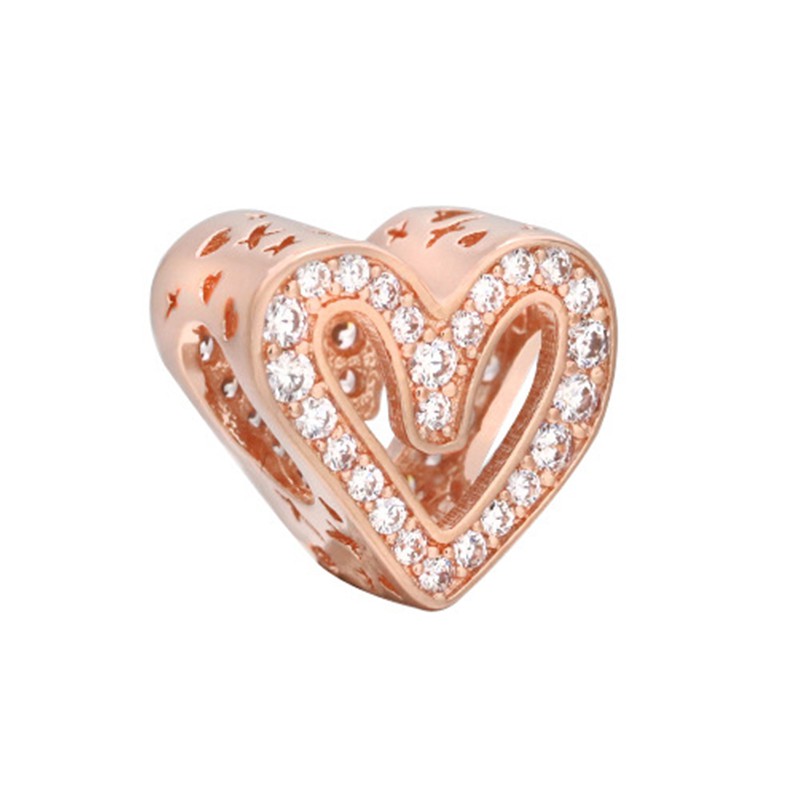 Mix Style Rose Gold Color Heart Flower Animal Charms Beads for DIY Jewelry Accessories