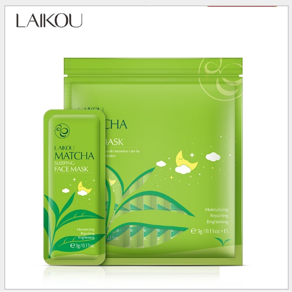 Túi 15 gói mặt nạ ngủ trà xanh Matcha LaiKou