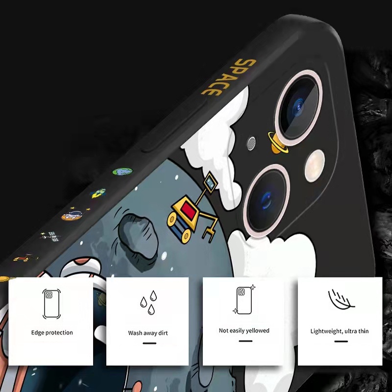 Ốp Điện Thoại Silicon Mềm Hình Phi Hành Gia Có Dây Đeo Cho IPhone 14 13 12 11 Pro Max