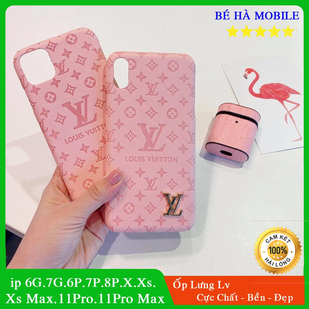 Ốp lưng iPhone LV Hồng - Chất Liệu Da Siêu Đẹp - Full Viền ip 6-6-plus/7-8-plus/X-XS/XSMAX/11/11-pro-max | BigBuy360 - bigbuy360.vn