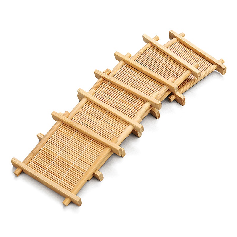 Set 10 Đế Lót Ly Trà / Cà Phê Bằng Tre Hình Vuông Tiện Dụng