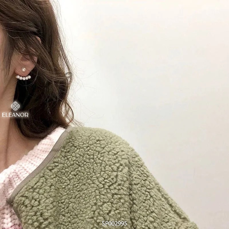 Bông tai nữ chuôi bạc 925 Eleanor Accessories ngọc trai nhân tạo hình chuỗi cong phụ kiện trang sức 2995