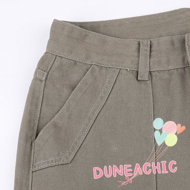 DUNEA Quần Yếm Denim Ba Chiều Lưng Thấp Có Túi Cá Tính Cho Nữ