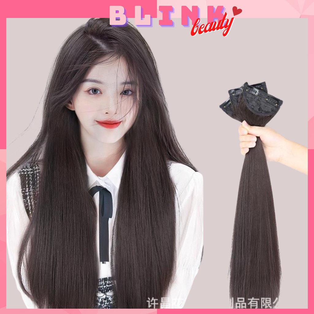 Set 3 Tóc giả kẹp xoăn dài, thẳng tự nhiên mềm mại cho nữ tóc giả nửa đầu làm dày tóc tự nhiên 223Aj59