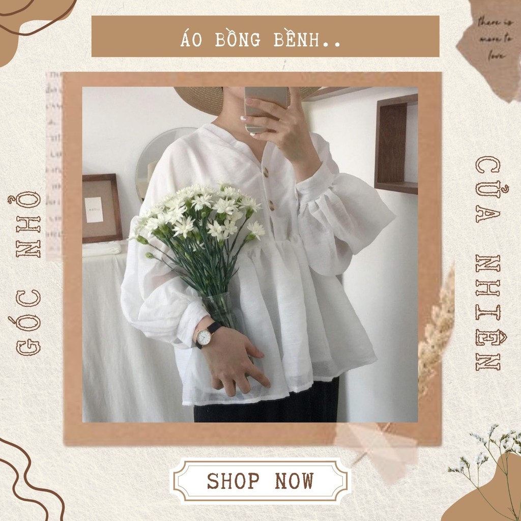 [ẢNH THẬT+VIDEO] Áo Babydoll Voan Bồng Ullzzang Tay Dài