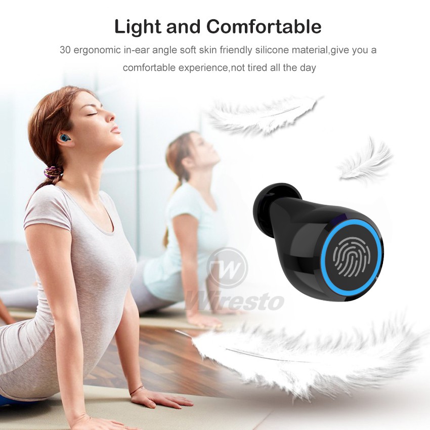 Tai Nghe Thể Thao Wiresto Bluetooth 5.0 Không Dây Cảm Ứng Chạm Tích Hợp Micro Có Hộp Sạc